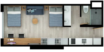 Arriendo apartaestudio amoblado twin para universitarios en el centro internacional de Bogotá